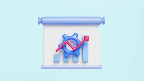 3d presentation board icon with gear, graph, data isolated on blue backgrou.. Stock Footage 311120545