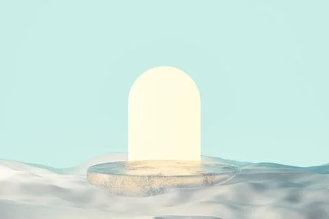 3d presentation pedestal made of ice on snow background Stock Illustration