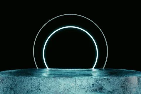 3d presentation pedestal made of ice on black background Stock Illustration