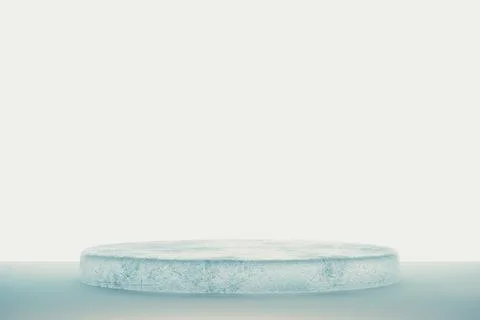 3d presentation pedestal made of ice on white background Stock Illustration