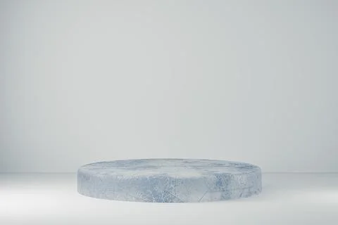 3d presentation pedestal made of ice on white background Illustrazione stock
