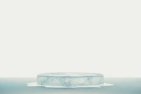3d presentation pedestal made of ice on white background Stock Illustration