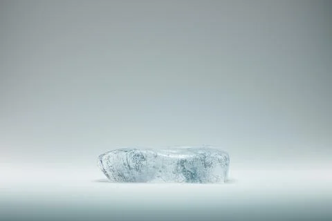 3d presentation pedestal made of ice on white background Stock Illustration