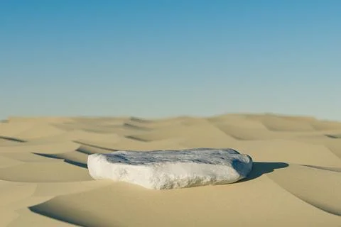 3d presentation pedestal made of stone in desert, outdoor scene Stock Illustration
