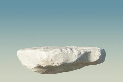 3d presentation pedestal or dais made of natural rock levitating over blue sky Stock Illustration