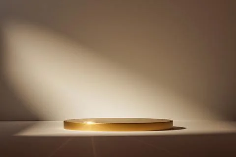 3d presentation pedestal or dais made of wood in room illuminated by sunlight Stock-Illustration