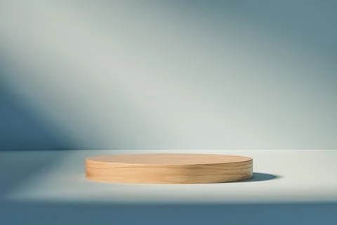 3d presentation pedestal or dais made of wood in room illuminated by sunlight Stock Illustration