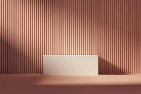 3d presentation pedestal or dais in pink room illuminated by sunlight Stock Illustration
