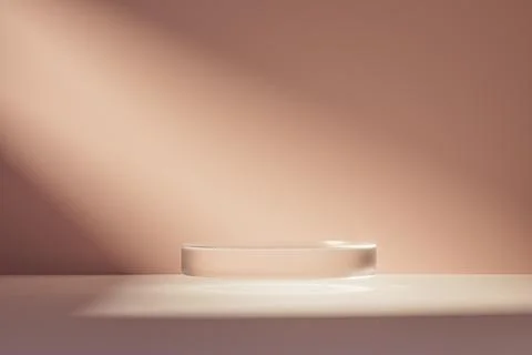 3d presentation pedestal or dais made of glass levitating in pink room Stock Illustration