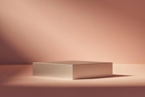 3d presentation pedestal or dais in pink room illuminated by sunlight Stock Illustration