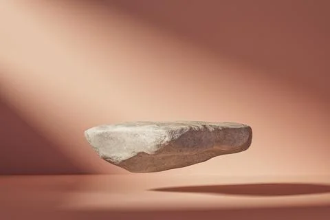 3d presentation pedestal or dais made of stone levitating in pink room Stock Illustration