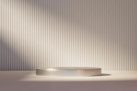 3d presentation pedestal or dais in room illuminated by beam of sunligh Stockillustratie