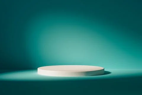 3d presentation pedestal or dais in teal room illuminated by sunlight Stock Illustration