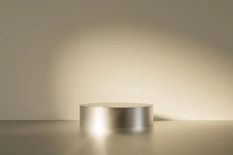 3d presentation pedestal or dais made of metal in room illuminated by sunlight 스톡 일러스트