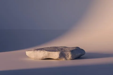3d presentation pedestal or dais made of rock illuminated by sunlight Stockillustratie