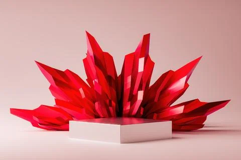 3d presentation pedestal or dais with ruby at background Stockillustratie