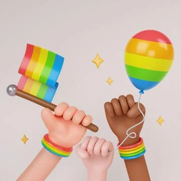 3d Pride month banner concept. LGBT. Symbol of pride month. 3d rendering Stock Illustration