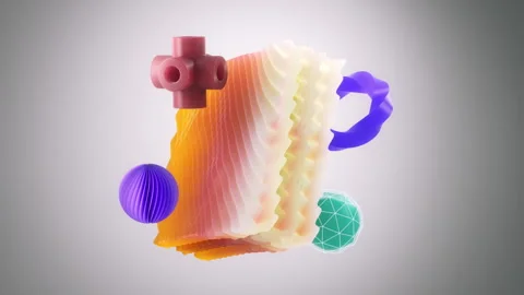 3D Primitives Shapes Motion in a Seamless Loop. Abstract 3D shapes in vibran 스톡 동영상 318247984