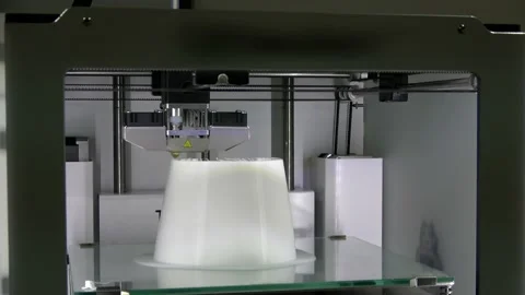 3d print in action. Customizable 3d Print. Electronic three dimensional plastic. Stock Footage 131977994