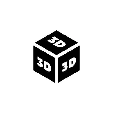 3D Print Cube Flat Vector Icon Stock Illustration