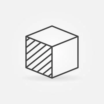 3D Print - Cube printed by 3D printer vector concept thin line icon Stock Illustration