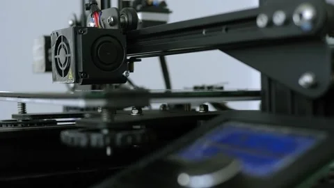 3d Print. Electronic three dimensional plastic printer during work in laboratory Stock Footage 132273491
