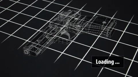 3D print gun printing process 3D animation Stock Footage 93437354