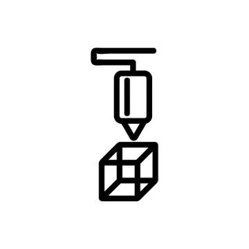 3D print printer icon vector. Isolated contour symbol illustration Illustrazione stock