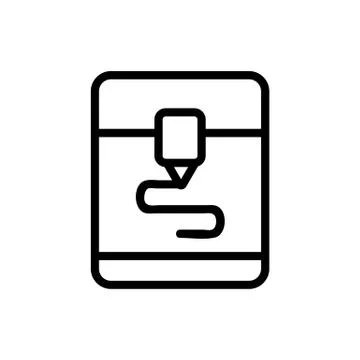 3D print printer icon vector. Isolated contour symbol illustration Illustrazione stock