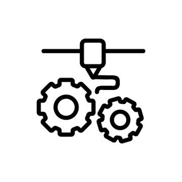 3D print printer icon vector. Isolated contour symbol illustration 스톡 일러스트