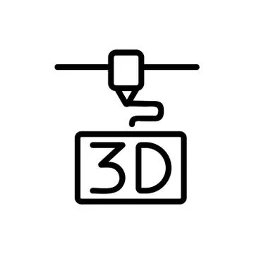 3D print printer icon vector. Isolated contour symbol illustration 스톡 일러스트