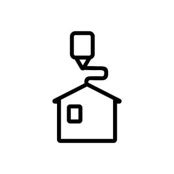 3D print printer icon vector. Isolated contour symbol illustration Stock Illustration