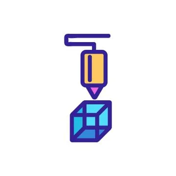 3D print printer icon vector. Isolated contour symbol illustration 스톡 일러스트