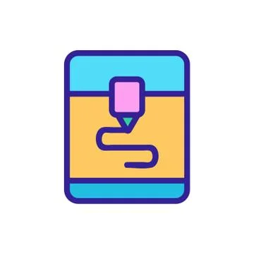 3D print printer icon vector. Isolated contour symbol illustration Stock Illustration