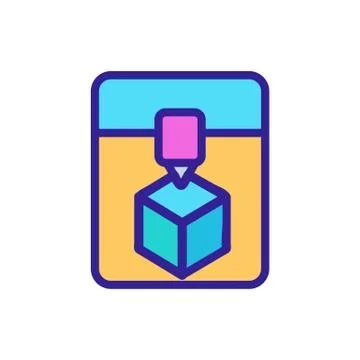 3D print printer icon vector. Isolated contour symbol illustration Stock Illustration