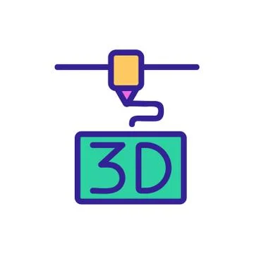 3D print printer icon vector. Isolated contour symbol illustration Stock Illustration