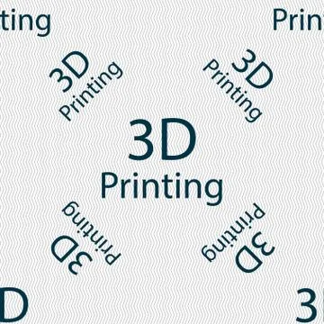 3D Print sign icon. 3d-Printing symbol. Seamless pattern with geometric texture. Stock Illustration