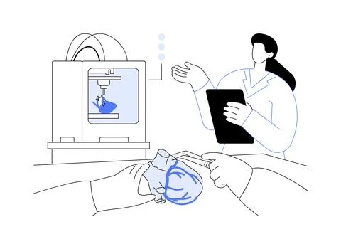 3D printed anatomical model abstract concept vector illustration. Stock Illustration