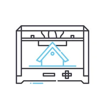 3D printed architecture line icon, outline symbol, vector illustration, concept Illustrazione stock