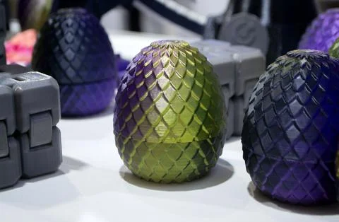 3D printed art object. Art object printed 3D printer from melted colored plastic Stock Photos
