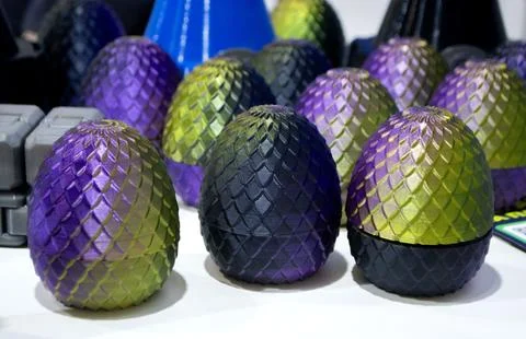 3D printed art object. Art object printed 3D printer from melted colored plastic Stock Photos