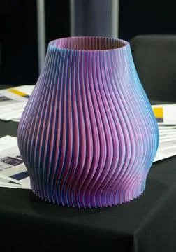 3D printed art object. Art object printed 3D printer from melted colored plastic Stock Photos