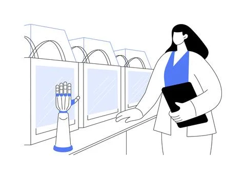 3D printed bionic hand abstract concept vector illustration. Stock Illustration