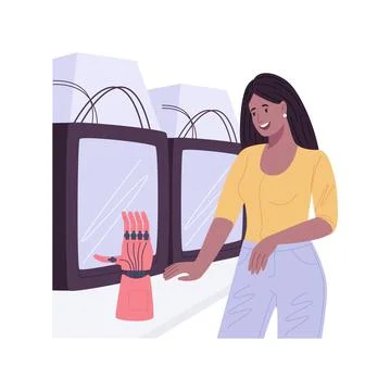 3D printed bionic hand isolated cartoon vector illustrations. Stock Illustration