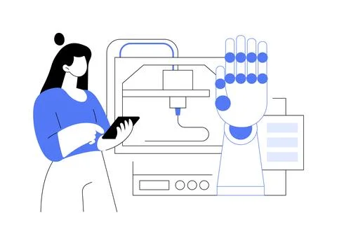 3D printed bionic hand isolated cartoon vector illustrations. 스톡 일러스트