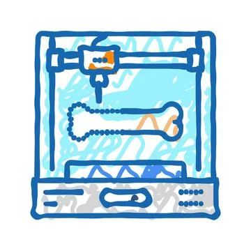 3d printed bones future technology icon doodle illustration Stock Illustration
