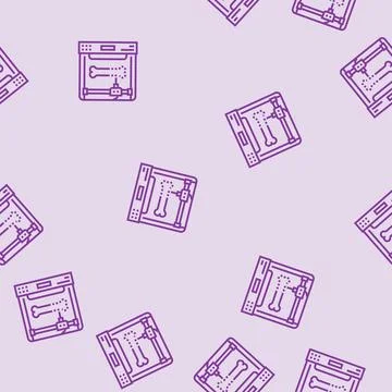 3d printed bones future technology line seamless pattern Stock Illustration