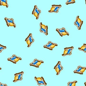 3d printed bones future technology isometric icon seamless pattern Stock Illustration