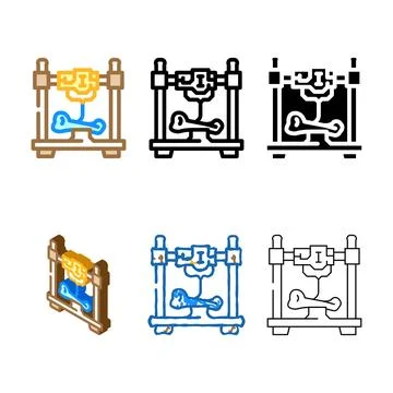 3d printed bones future technology color icon mix vector Stockillustratie