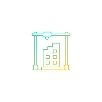 3d printed building design gradient linear vector icon Ilustración de archivo
